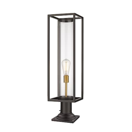 Z-Lite Dunbroch 1 Light Outdoor Pier Mounted Fixture, Deep Bronze + Outdoor Brass & Clear 584PHBR-533PM-DBZ